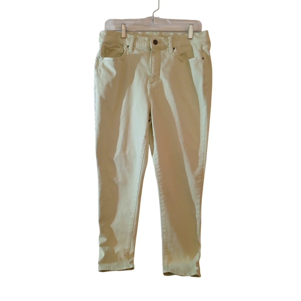 ANA sz 12 High Rise Skinny Ankle Pants Light Green Cotton Modal Stretch
